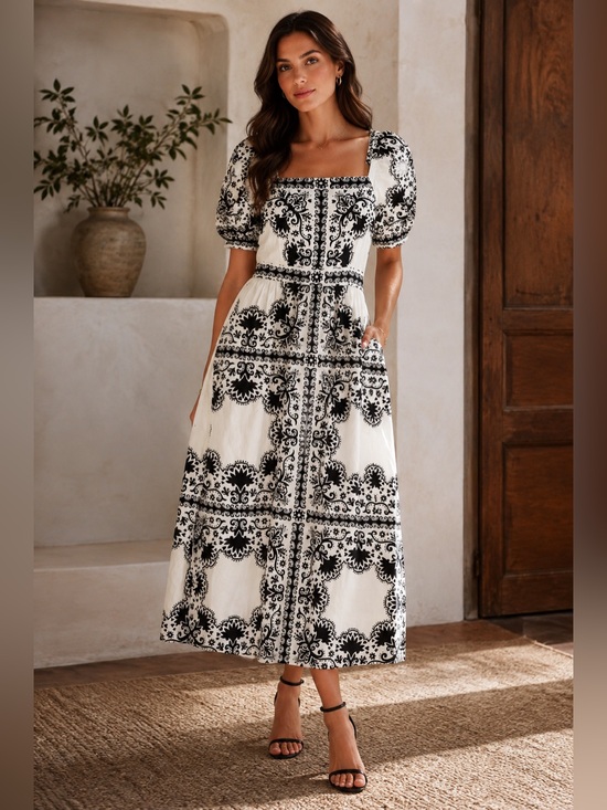 Boden Dresses & Skirts - Boden Navy and White Printed Maxi Dress M